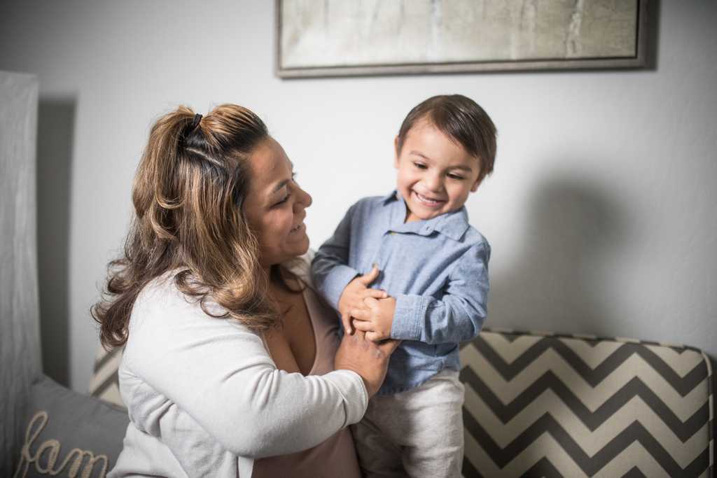 Happy mom and her son